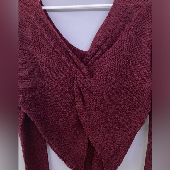 Francesca's Mi Ami Burgundy Twist Back Sweater - Picture 4 of 5